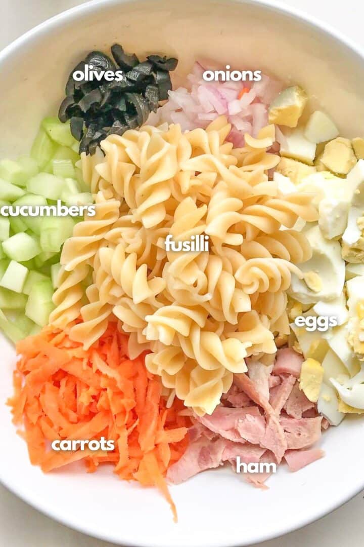 Ingredients for pasta salad