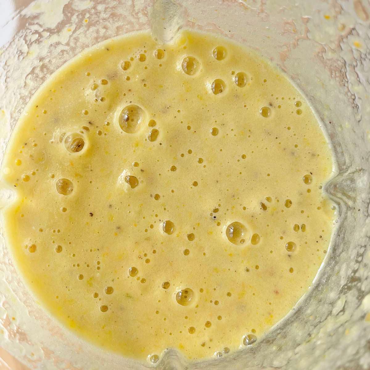 Blended fruits in a blender