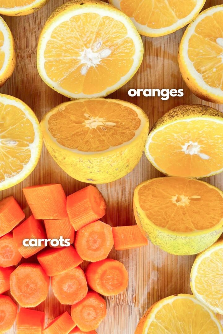 Ingredients for carrot orange juice