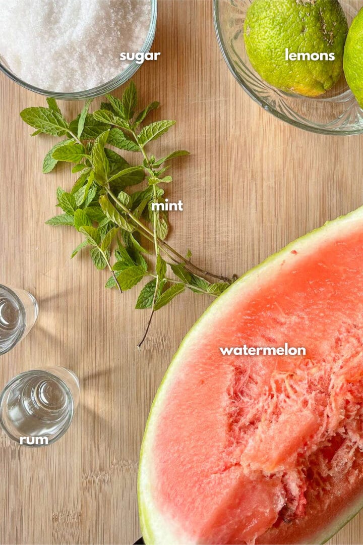 Ingredients for watermelon mojito