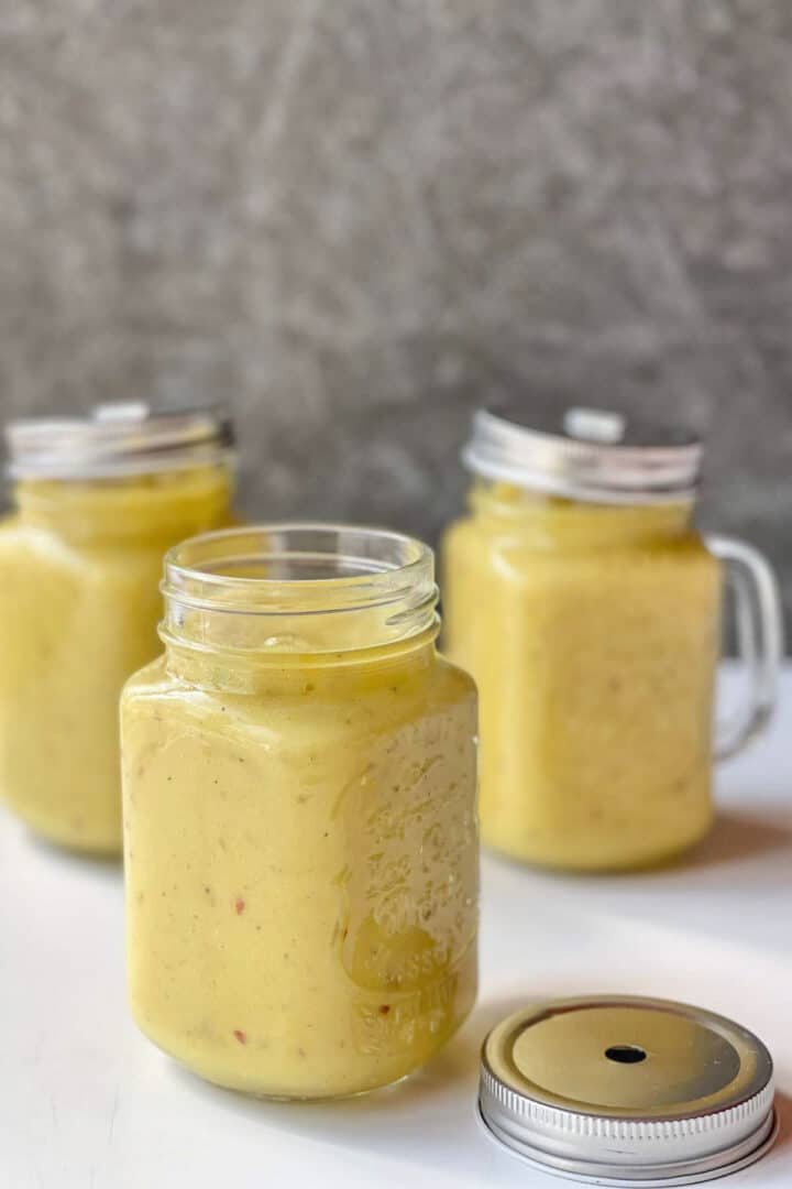 Turmeric smoothies in mason jars