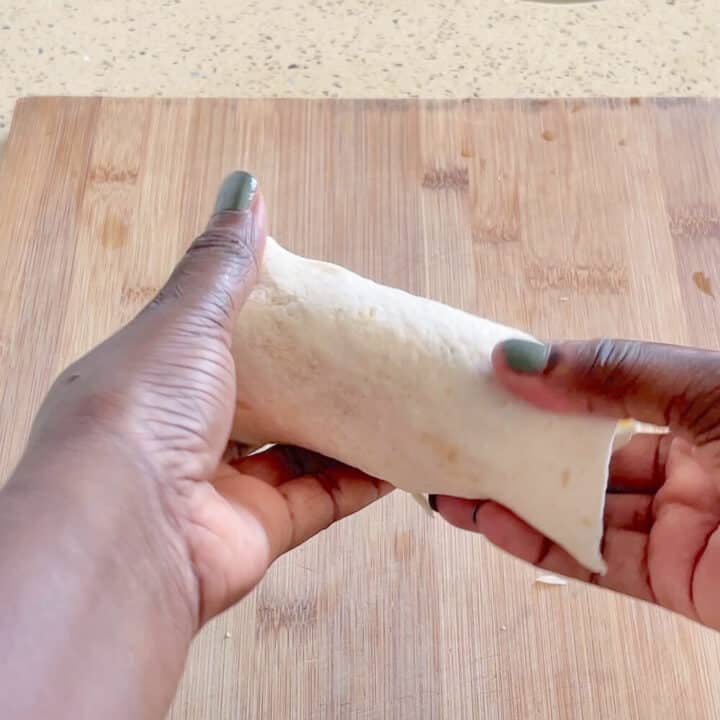 Finished chicken wrap.
