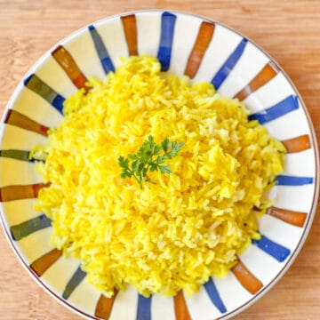 A plate of turmeric rice