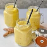 3 Turmeric smoothies with black straws