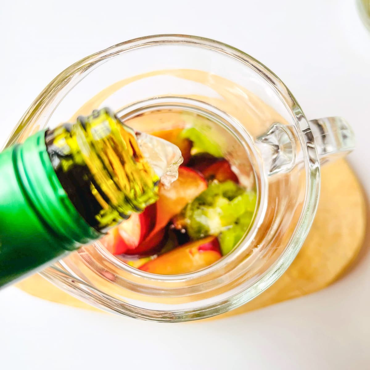 White wine into a glass jug