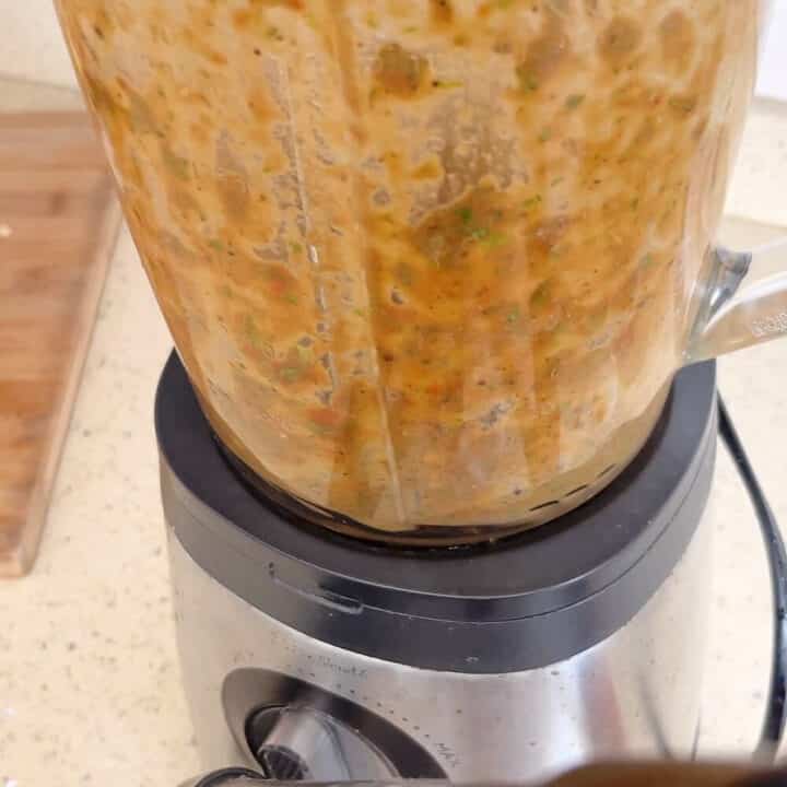Marinade in a glass blender.