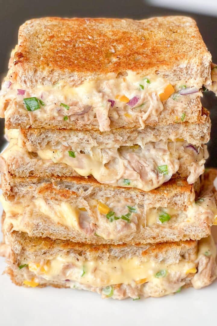 4 stacked tuna melts.